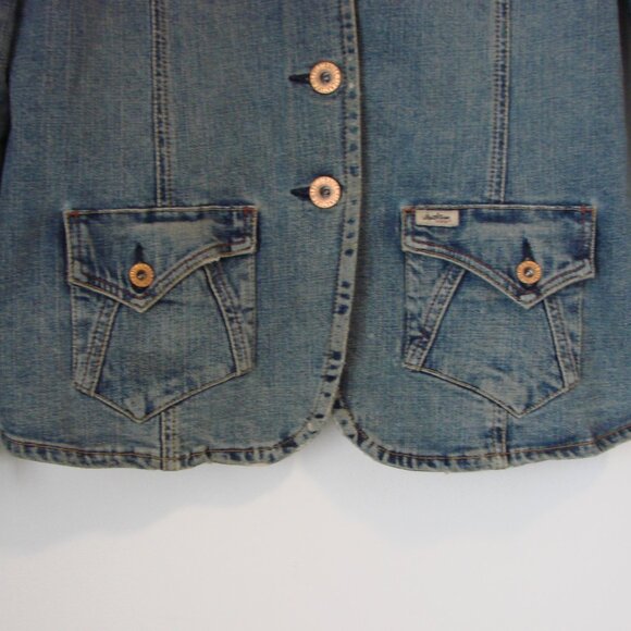 Vintage Y2K Levi's Denim Jean Blazer Jacket Distressed Grunge Size Large 12 / 14 - Picture 7 of 14
